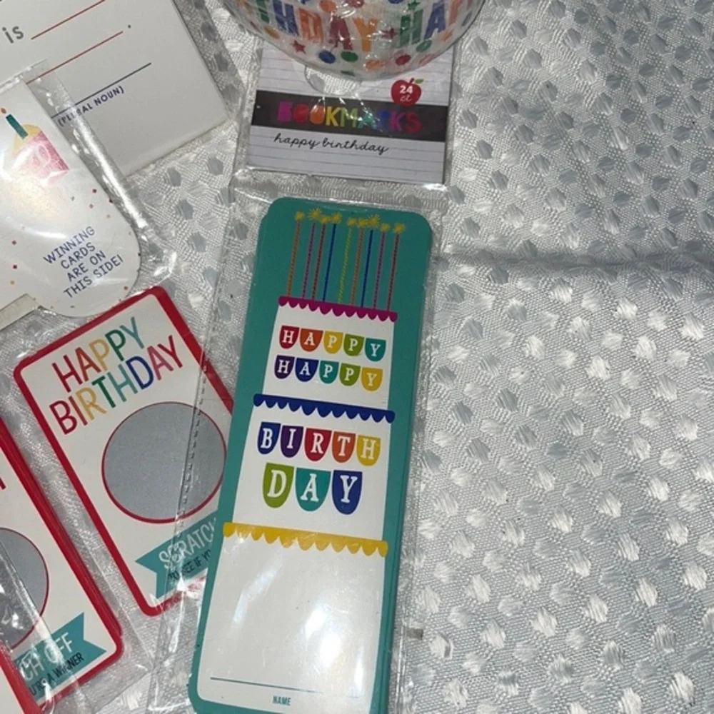 Happy Birthday GOODIE PACK NEW Scratch Off/Bookmarks/fill In Blanks/ Streamer.